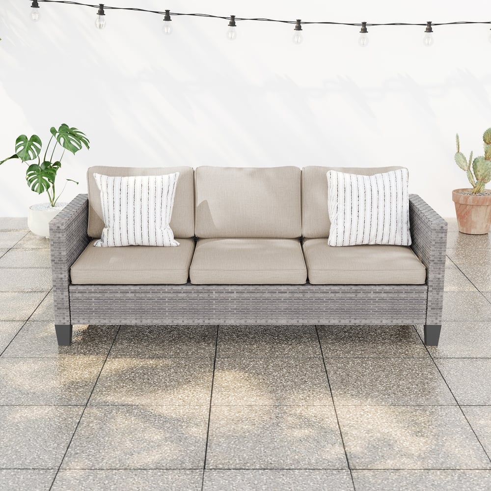 BONOSUKI Patio Outdoor Couch,3-Seater Furniture with Removable Cushion