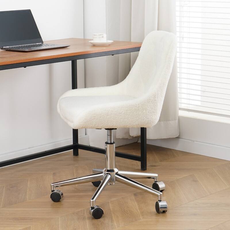 Modern Teddy Fabric Home Office Chair with Metal Legs-Set of 1-Lift Adjustment (3 Colors）