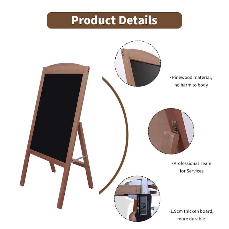 Chalkboard A Board Magnetic A Frame Blackboard Sandwich Board Brown - 35"W x 17" H