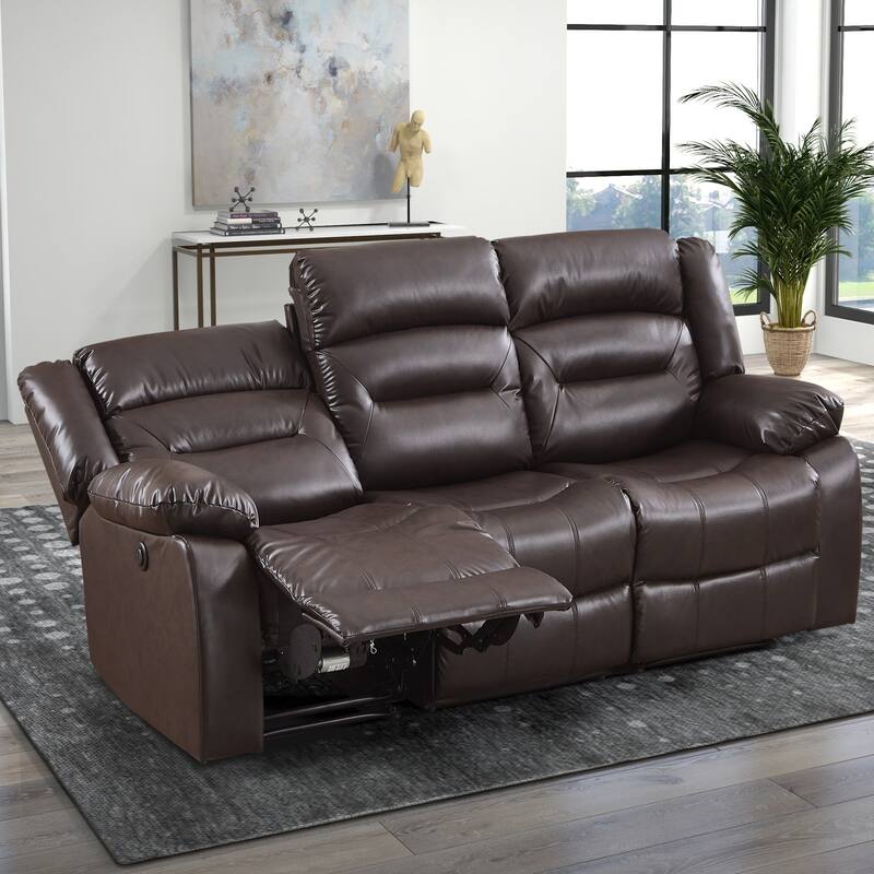 Faux Leather Power Loveseat Recliner, Electric Reclining Sofa with Overstuffed Armrests, 2-Seater Couch for Living Room