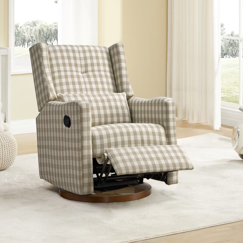 Lincoln Manual Swivel Glider Recliner with Lumbar Pillow