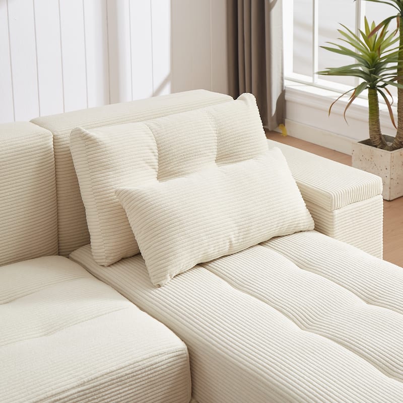 94'' Corduroy 3-in-1 Convertible Sofa with Storage