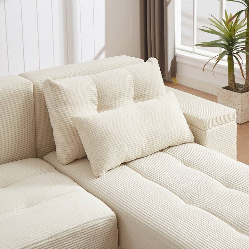 GDFStudio - Emerson Modular Corduroy 3-Seater Sofa with Storage and Customizable Design