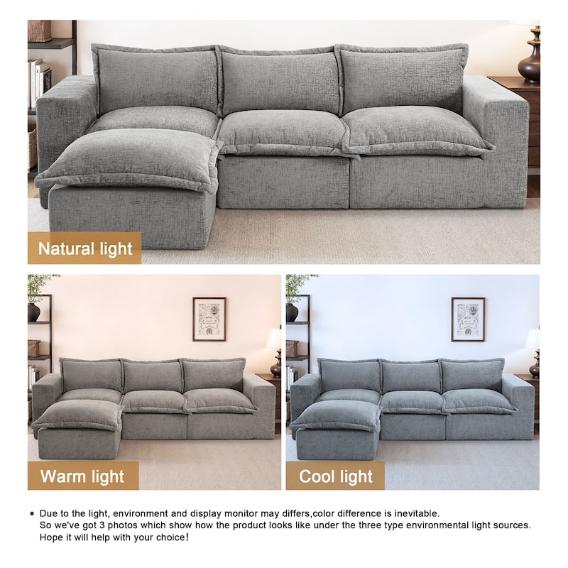 Comfy Cloud Chenille Upholstered Sectional Sofa with Pillow-Top Cushion