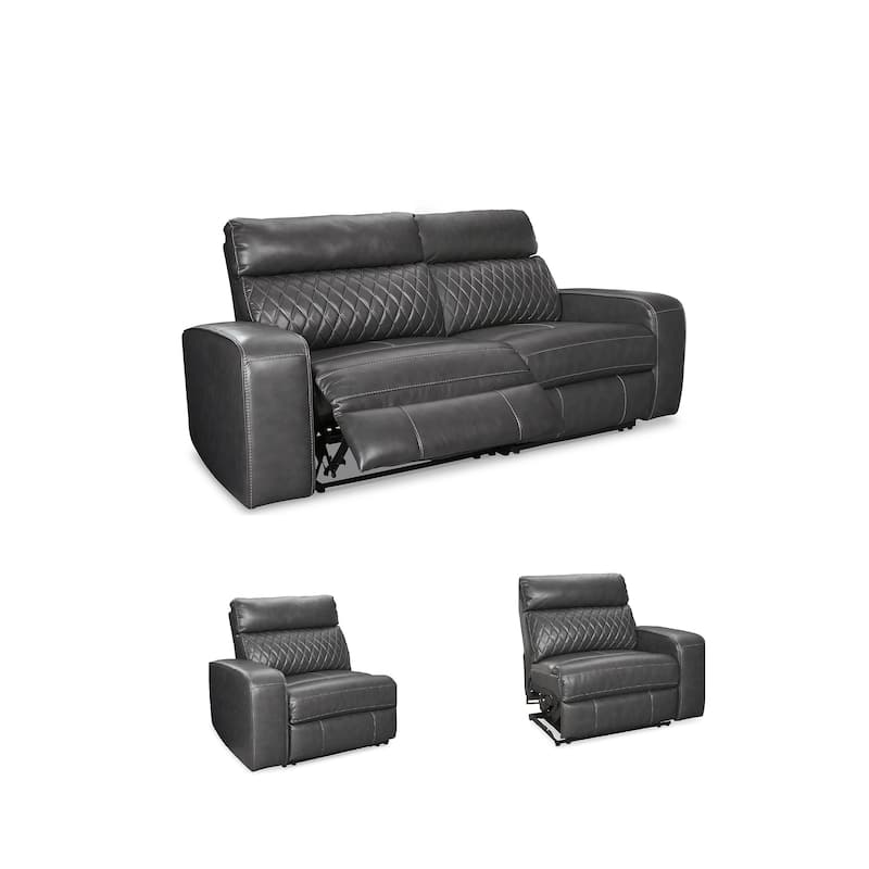 Signature Design by Ashley Samperstone Black 2-Piece Power Reclining Sectional Loveseat - 82"W x 38"D x 41"H