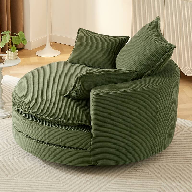 360° Swivel Accent Chair Round Barrel Chair, Living Room Oversized Single Sofa Chair Chaise Lounge Reading Sofa Armchair