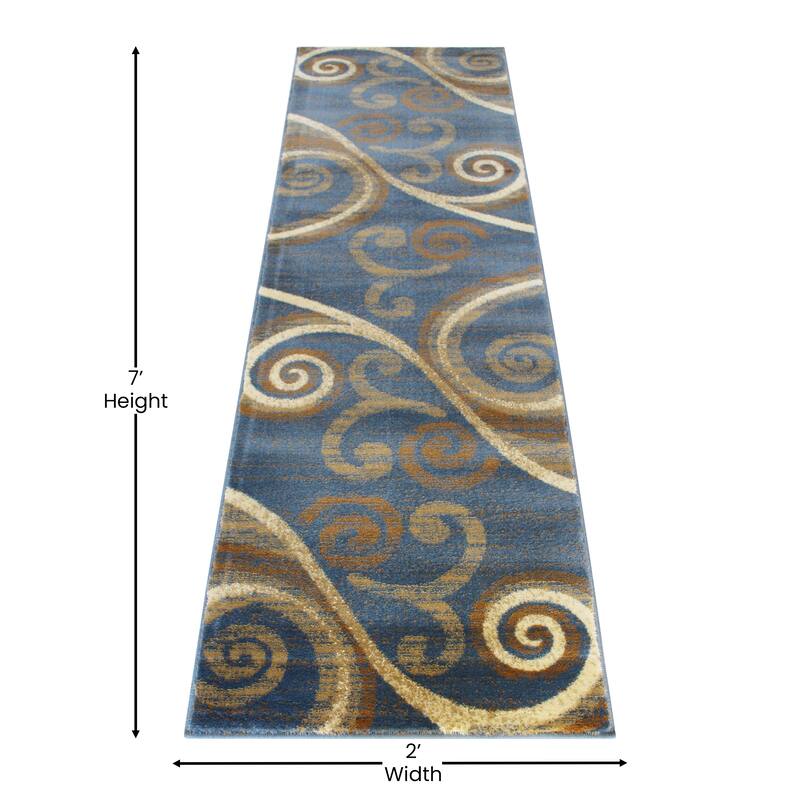 Modern Distressed Swirl Abstract Style Indoor Area Rug