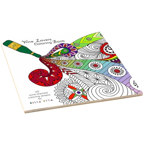 8.25" White Color Adult "Wine Lovers Coloring Book" with Wine Themed - N/A
