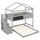 preview thumbnail 14 of 26, Twin over Full House Bunk Bed with Storage Staircase & Blackboard, Grey