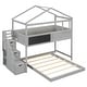 preview thumbnail 33 of 36, Twin over Full Pine Wood House Bunk Bed with Storage Staircase