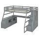 preview thumbnail 6 of 44, Full Size Loft Bed with 7-Drawers, 2-Shelves, Desk, and Playhouse Design - Sturdy Pine Wood Frame with Grey Finish for Kids