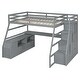 preview thumbnail 9 of 13, Full Size Loft Bed with Desk, 7 Drawers and 2 Shelves, Grey