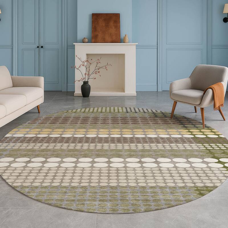 Machine Washable Indoor/ Outdoor Casual Dotty Chantille Rug