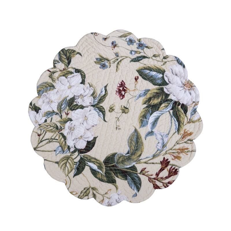 Garden Images Reversible Machine Washable Round Quilt Placemats Set of 6