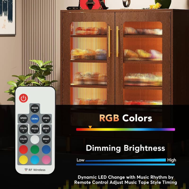 5-Tier Shoe Storage Cabinet with Door and Light
