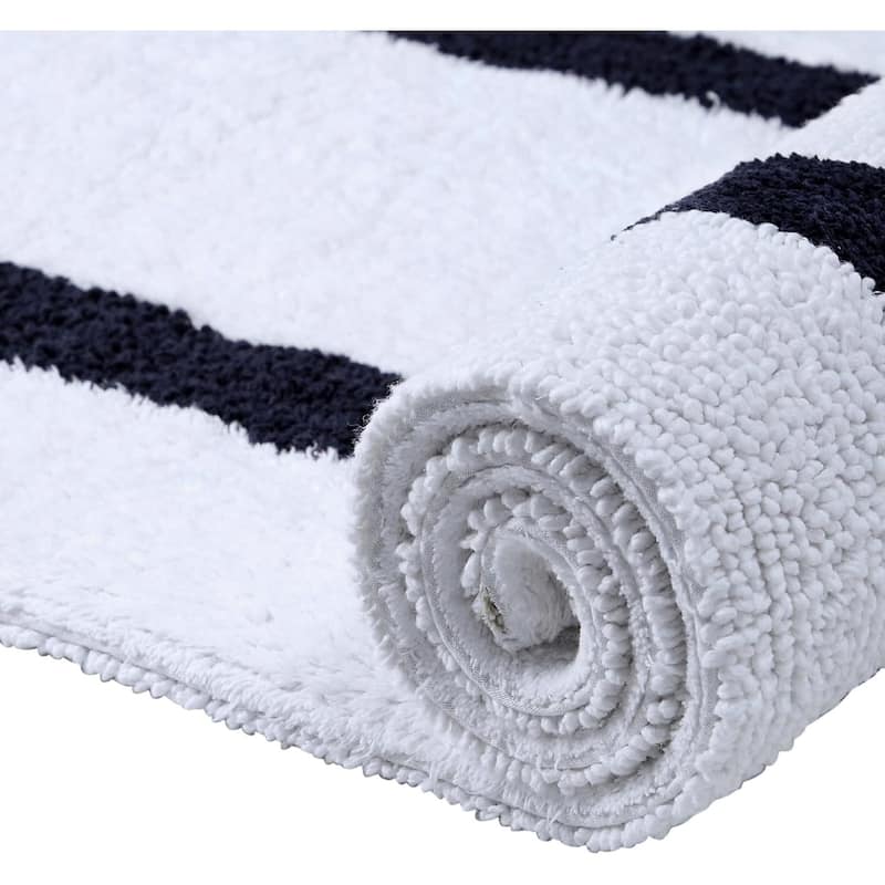 Better Trends Hotel Collection in Race Track 100% Cotton Super Absorbent Reversible Double Sided Machine Washable Bath Mat Rug