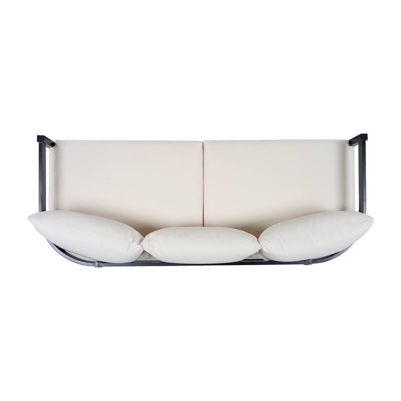 Christopher Knight Home - Modern 75.8" Outdoor Curved Patio 3-Seater Sofa with Aluminum Frame & Water-Resistant Cushions