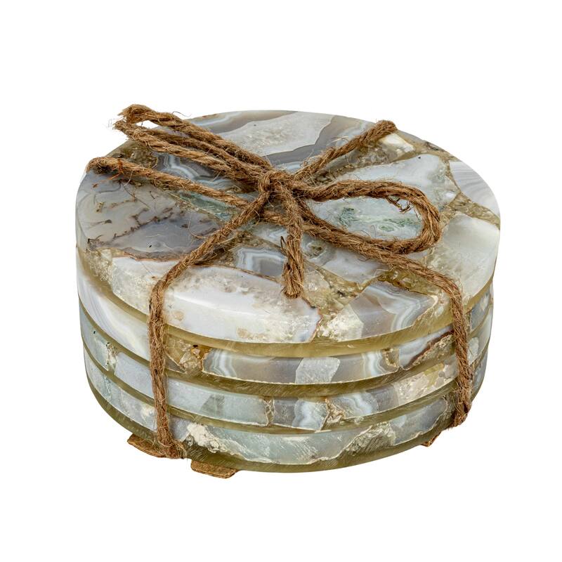 Agate Coasters, Set of 4 - 4.0"L x 4.0"W x 0.5"H