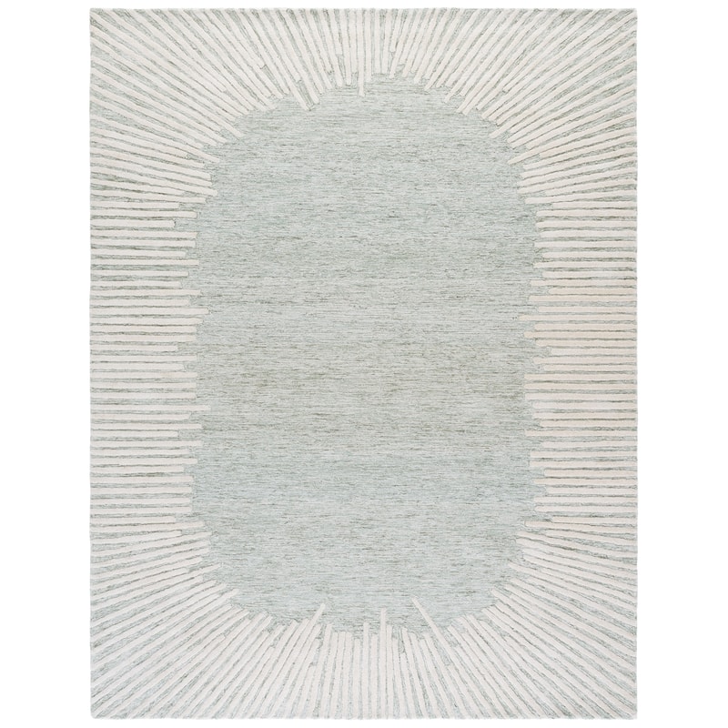 SAFAVIEH Handmade Abstract Sofoula Modern Wool Rug - 8' x 10' - Sage/Ivory