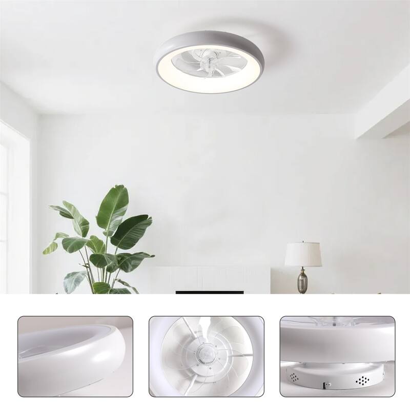 19" Bedroom Fan Light with Remote Control and Reversible DC Motor with LED Light