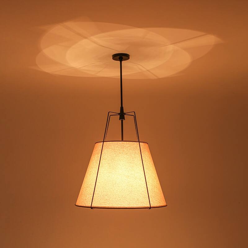 Mid Century 4-Light Conical Ivory Linen Lantern Pendant Ambient Light