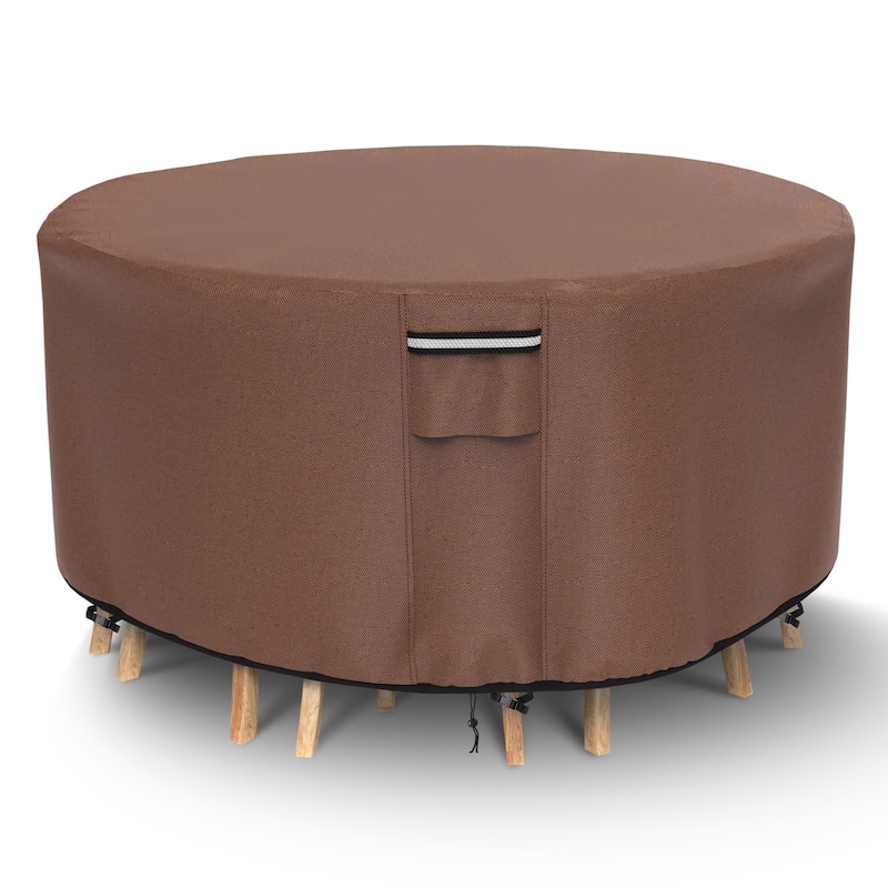 600D Heavy Materials Outdoor Round Patio Furniture Waterproof Anti-Fading Furniture Cover - 62"Dia x 28"H