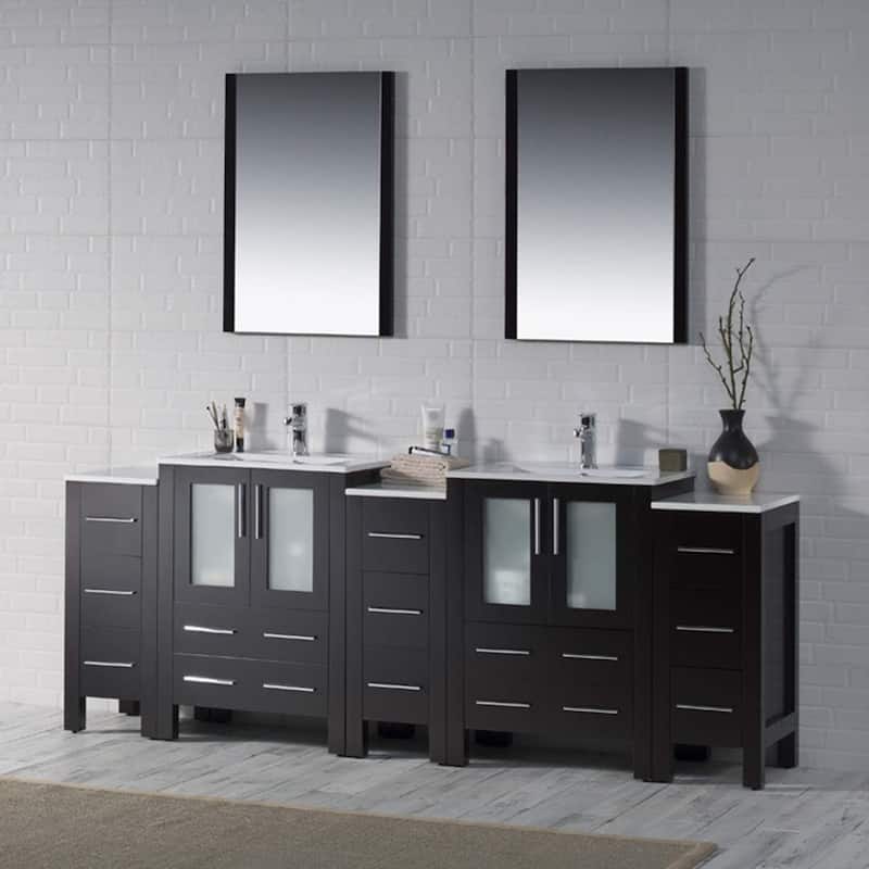Blossom Sydney 84 Inch Solid Wood Double Sink Vanity with Side Cabinet