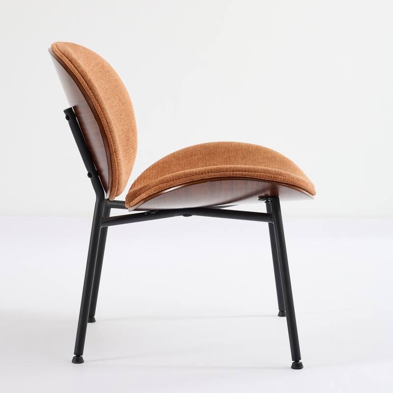 Roomfitters Mid-Century Modern Shell Chair, PU Leather Accent Lounge Chair with Walnut Wood Finish and Metal Legs