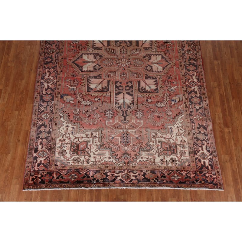 Vintage Geometric Traditional Heriz Persian Wool Area Rug Hand-knotted - 7'5" x 10'7"