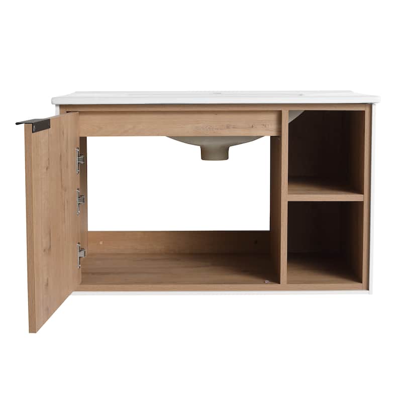 Bathroom Vanity With Sink In 24/30 Inch, Floating Bathroom Vanity With Soft Close Door
