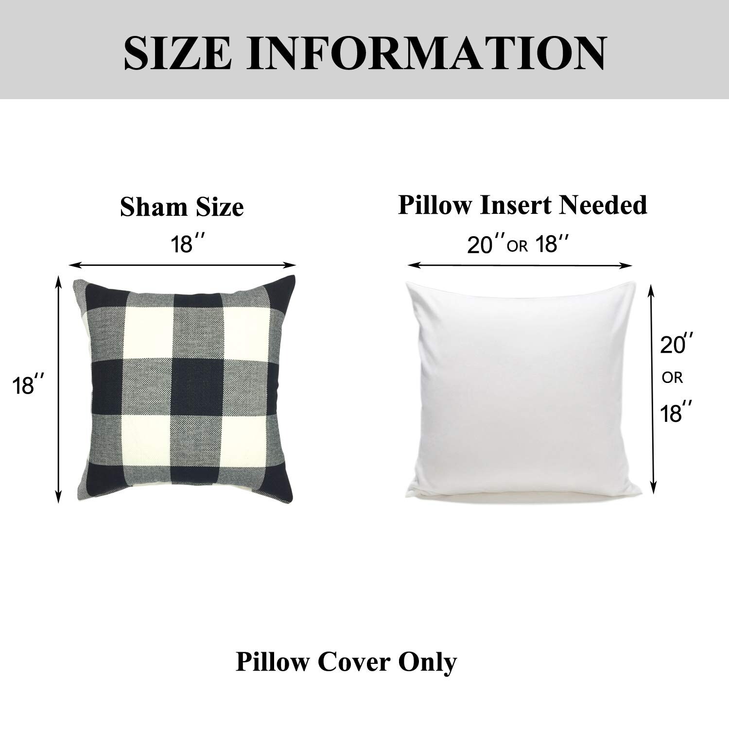 Buffalo Check 18 Inch Decorative Throw Pillow Cover (set of 2)
