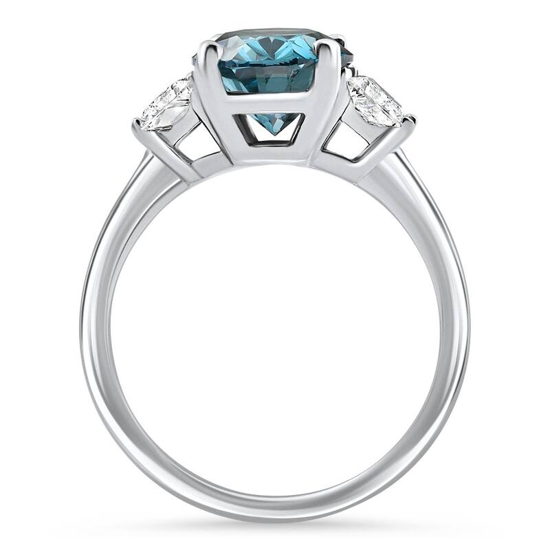 Bliss Diamond 3.63Ct Blue Oval & Trapezoid Diamond Engagement Ring White Gold Lab Grown