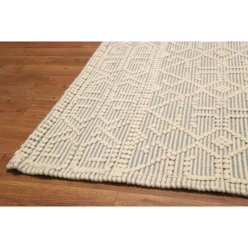 Hand Knotted Oriental 100% Wool Carpet Modern Geometric Greys & Charcoal Modern Gotti Design Area Rug - 9' 9'' X 8' 0''