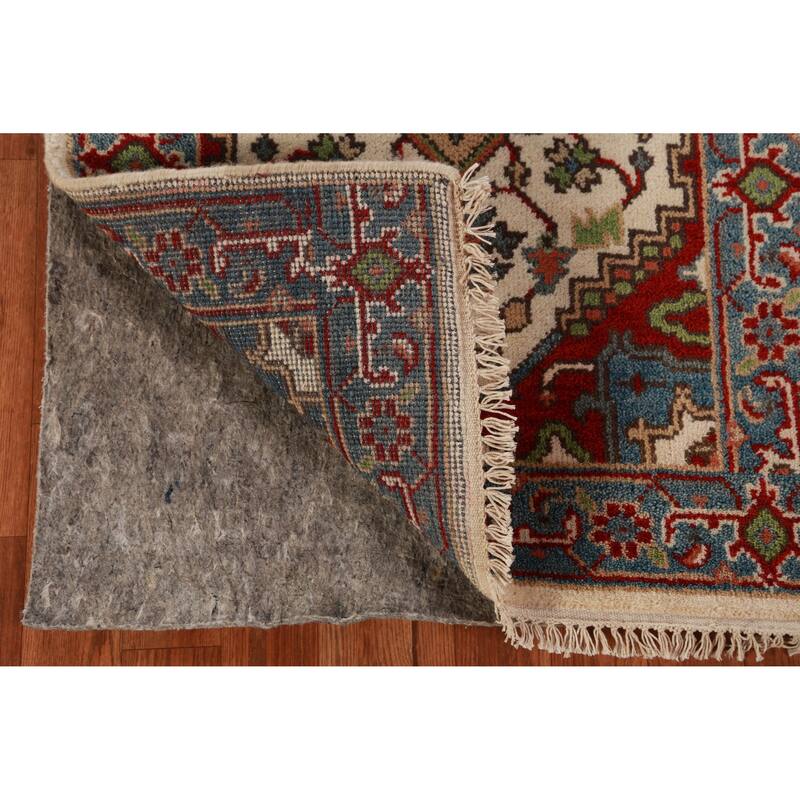 Ivory Heriz Serapi Indian Runner Rug Hand-Knotted Wool Carpet - 2'5"x 8'0"
