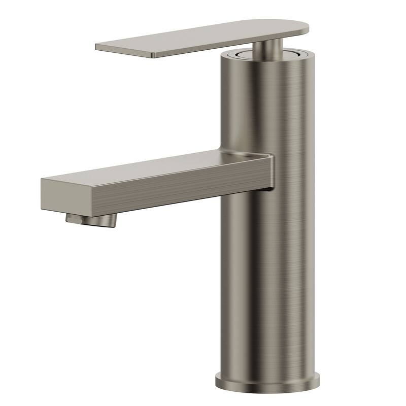 GRANDJOY Modern Low-Arc Bathroom Vanity Faucet, Single-Hole Installation - Brushed Nickel