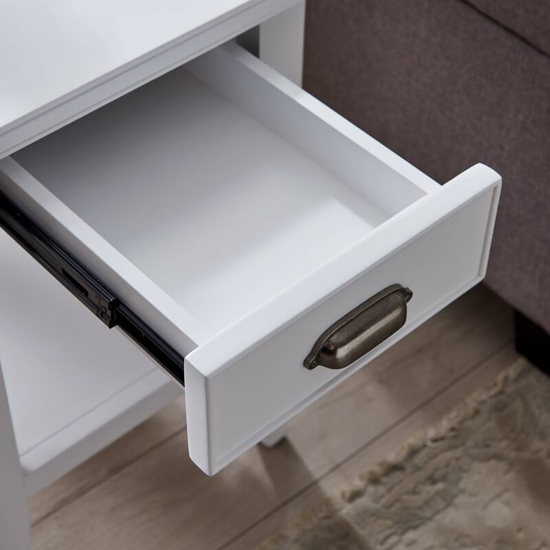 Laurent Narrow Solid Wood Side End Table with Shelf