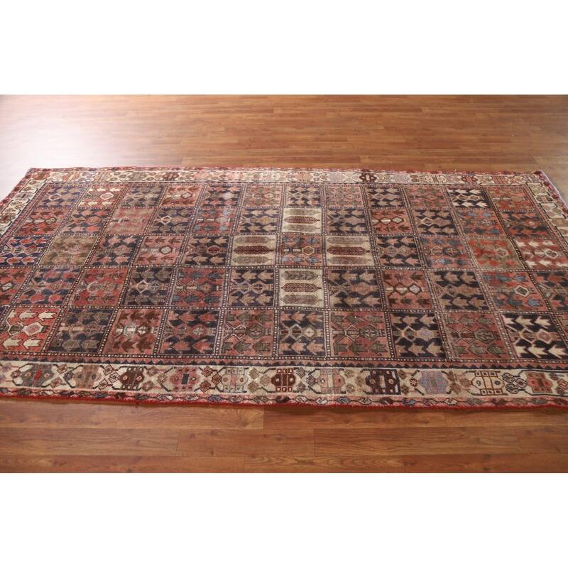 Garden Design Bakhtiari Persian Antique Rug Hand-knotted Wool Carpet - 4'8"x 9'4"