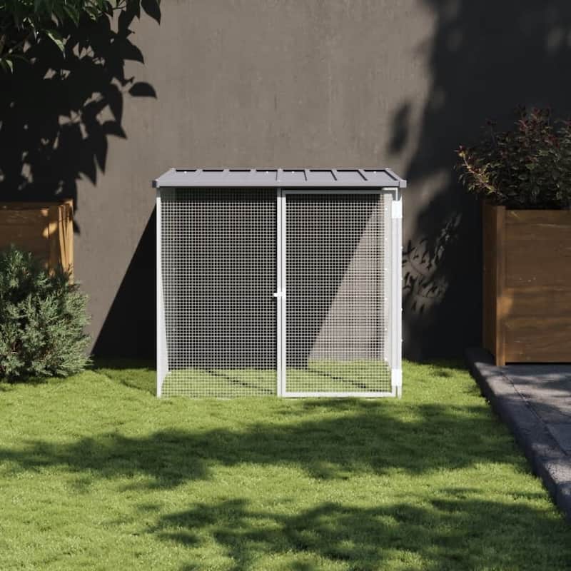 vidaXL Chicken Cage with Roof Light Gray/Anthracite multisize Galvanized Steel - 40.6" x 38.6" x 35.4" - Gray
