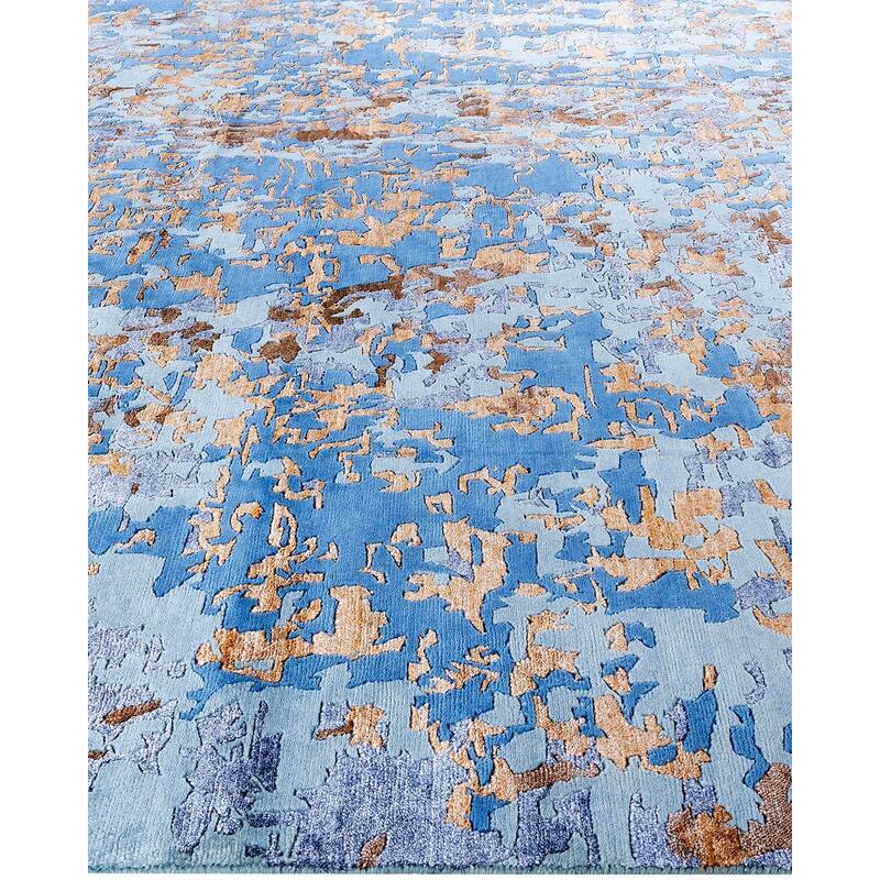 Modern One-of-a-Kind Hand-Knotted Area Rug, Blue - 8' 1" x 10' 0"