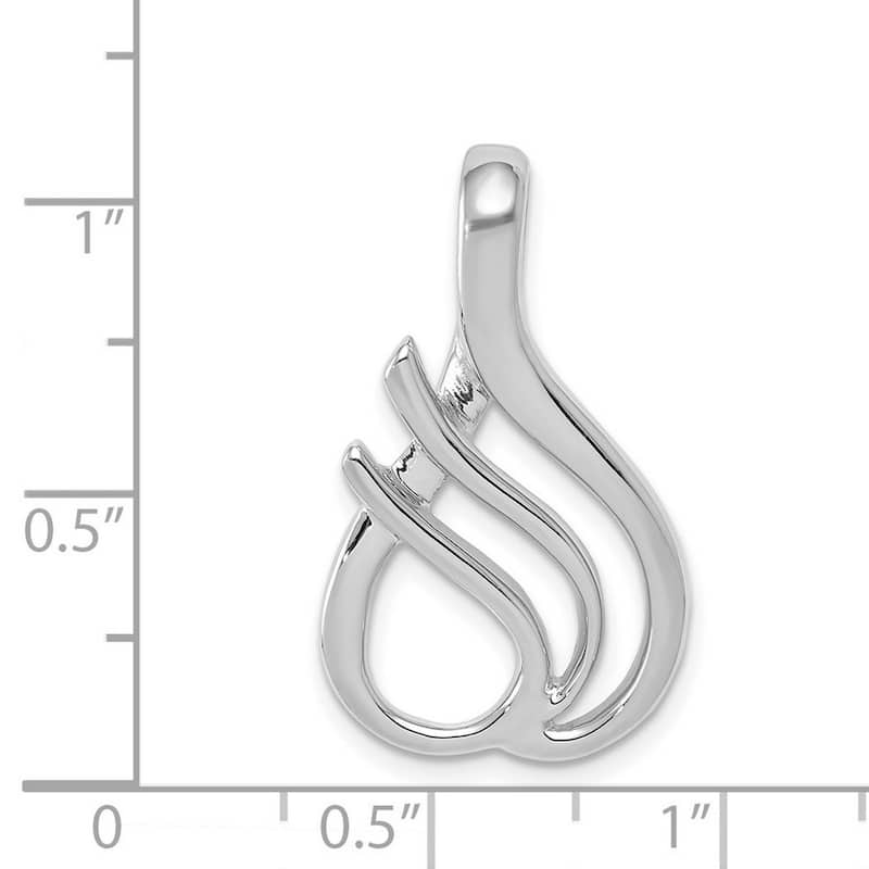 Curata 14k White Gold Polished Fits up to 3mm Fancy Omega Slide Pendant Necklace (16mm x 26mm)