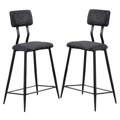 30 Inch Bar Height Chair, Padded Seating, Metal Legs, Black
