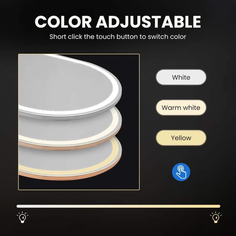 Arched Full Length Mirror with LED Lights, 26"x71" Lighted Floor Mirror with Dimming & 3 Color Lighting, Stand