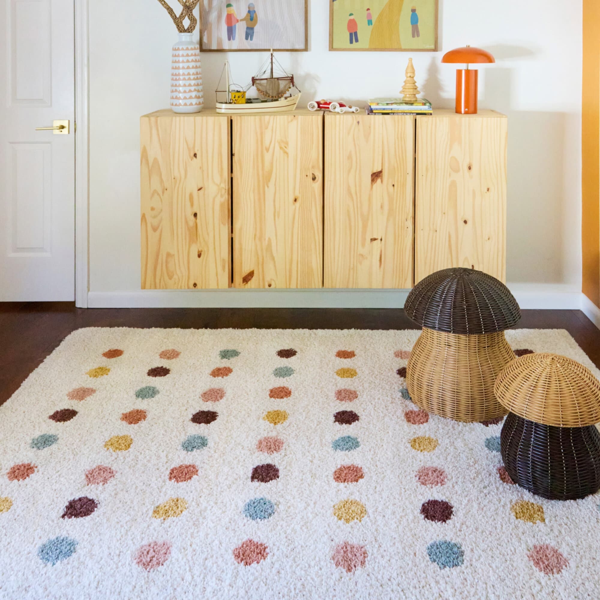 Janel Kids Multi-Color Dots Area Rug