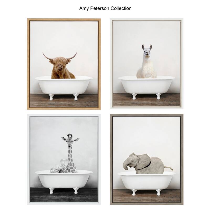 Kate and Laurel Sylvie Animal Tub Color Framed Canvas by Amy Peterson