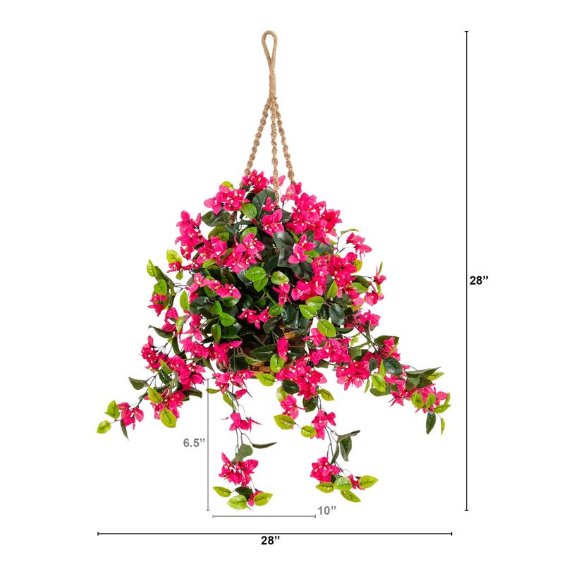28-in UV Resistant Artificial Bougainvillea in Hanging Basket