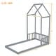 preview thumbnail 97 of 95, House-shaped Roof Headboard Floor Bed without slats
