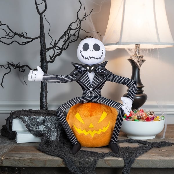 slide 2 of 3, Gemmy Jack Skellington on Jack O' Lantern Halloween Greeter