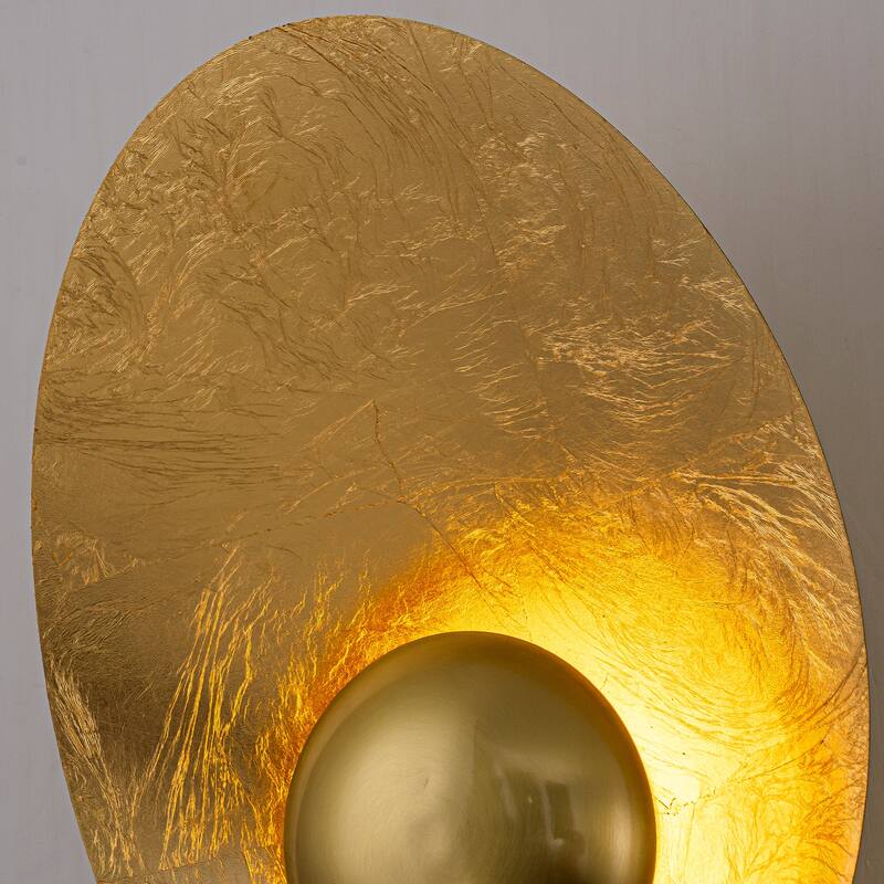 Gold Iron LED Wall Sconce with Interior Gold Leaf Finish Dimmable