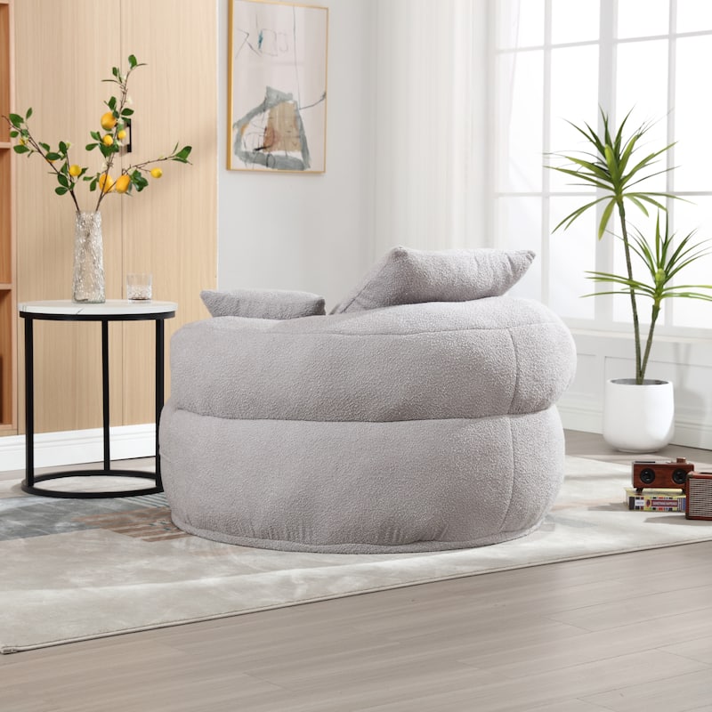 Chenille Sponge Single Sofa, Oversized Round Accent Chair Sleeper Couch Chaise Lounges for Living Room Bedroom Projection Room