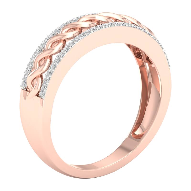 1/6ct TDW Diamond Cuban Link Ring in 10K Gold for Men